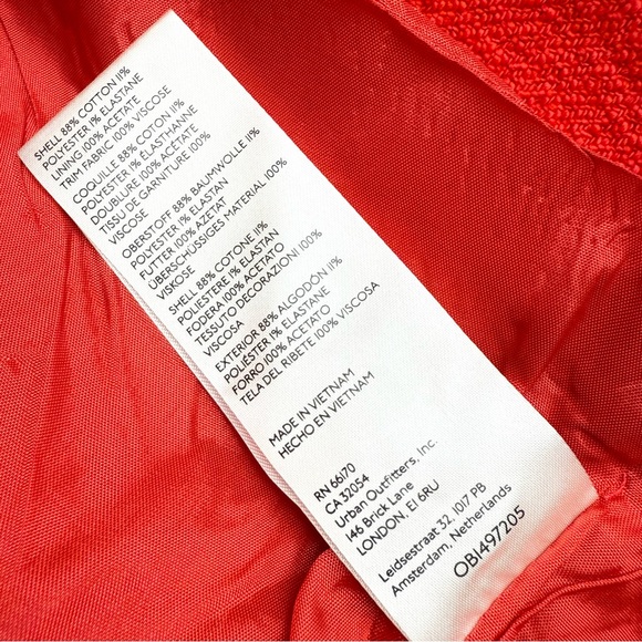 MAEVE Anthropologie Shrunken Cropped Tweed Jacket Red Sz 8 NWT - Picture 10 of 12